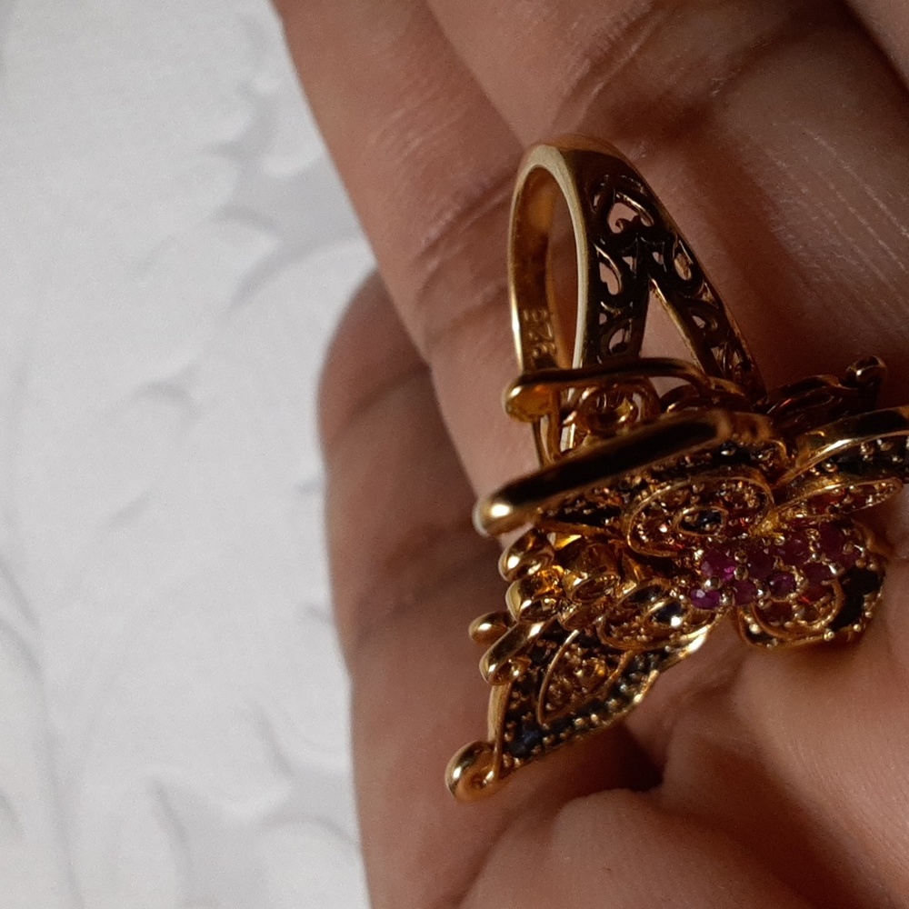 925 Genuine  Multi Sapphire and Ruby Butterfly. - Picture 7 of 15